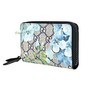 Gucci 546354 Gg Supreme Bloom Zip Around Wallet